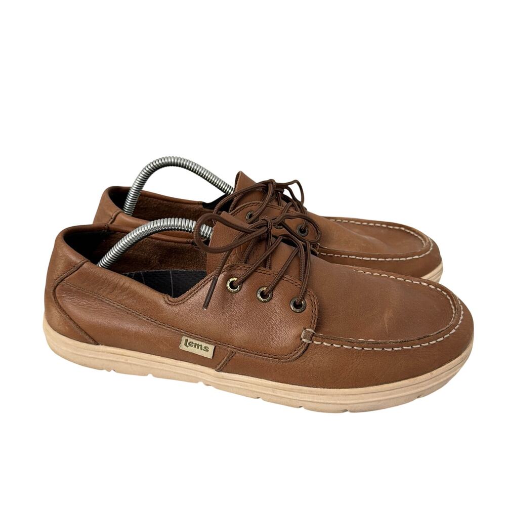 Lems Mariner Boat Shoes Mens 11.5 Walnut Brown Leather Zero Drop Minimalist 45